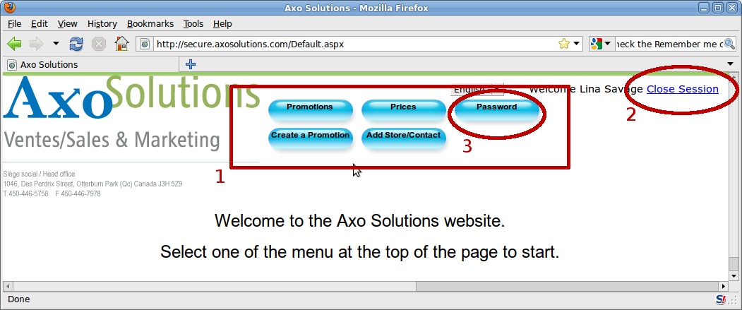 Welcome screen